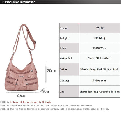 Shoulder Bag Casual Women Bag Leather Crossbody Multi-pocket Ladies Pocket