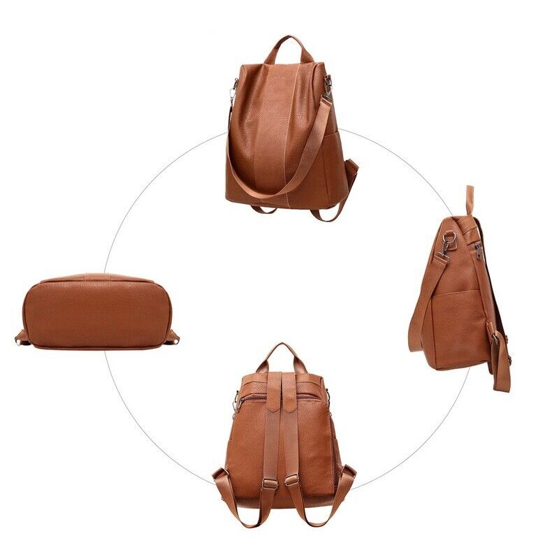 Women's Ladies Rucksack Anti-theft Bag PU Leather Backpack School Bag Handbag