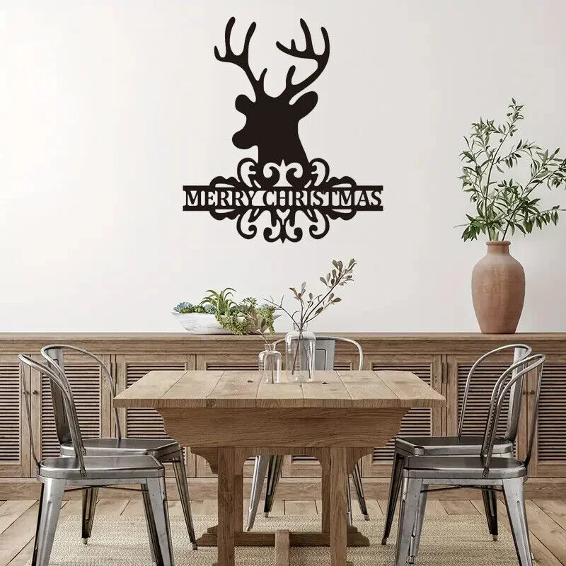 Christmas Elk Metal Welcome Sign, Christmas Decoration, Metal Silhouette