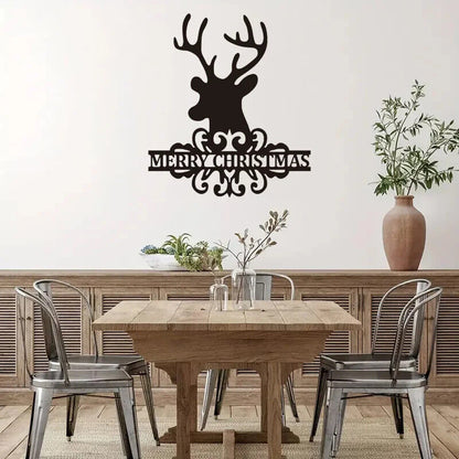 Christmas Elk Metal Welcome Sign, Christmas Decoration, Metal Silhouette