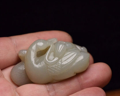 Collection Chinese Antique Natural Hetian Jade Carved Nice Goose Statue Figurine
