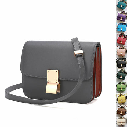 Real Leather Small Flap Box Square Clutch Shoulder Bag Purse Crossbody Trunk