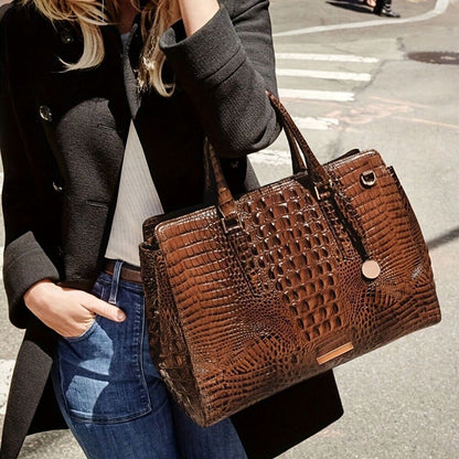 Crocodile Embossed Handbag Women's Fashion Leather Crossbody Bag Purse