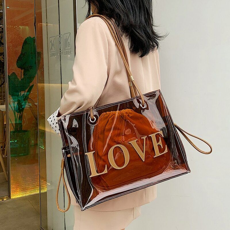 Bag Transparent Jelly Large Tote Pvc Clear Handbag Women Shoulder Capacity Beach