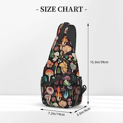 KAWOEEW Mushroom Sling Bag,Mushroom Gifts Crossbody Bag One Size,