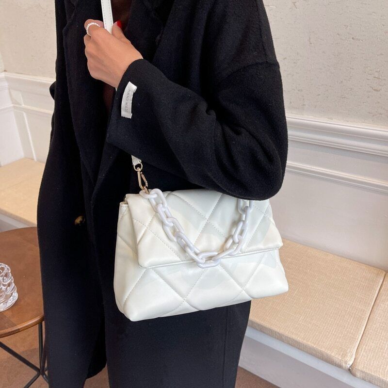PU Leather Crossbody Bags Women Flap Bag Trending Chain Shoulder Handbags