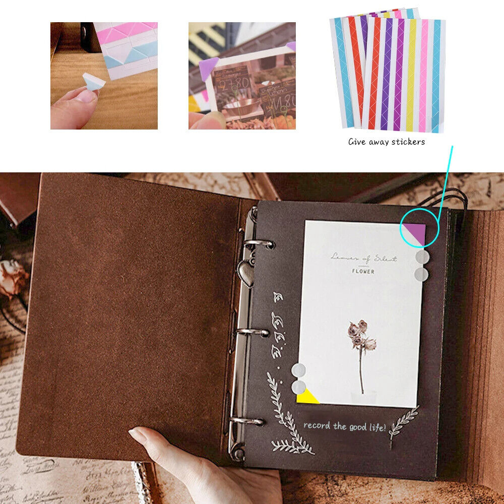 Photo Album 30 Sheet Vintage Leather Scrapbooking Book Refillable Page 21.5x17cm