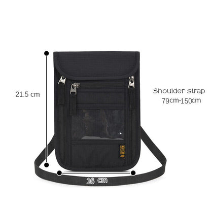 RFID Blocking Passport Holder Travel Card Storage Bag Neck Phone Pouch AntiTheft