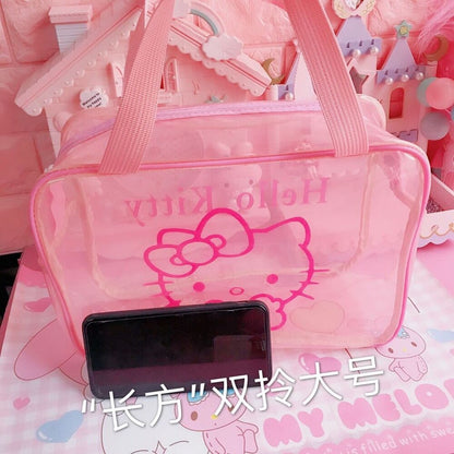 Hello Kitty Swimwear Storage Bag Transparent Cosmetic Wash Bag Travel Bag