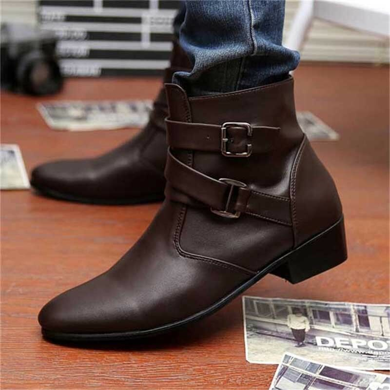 Men's Low Heeled Boots Punk Motorcycle Ankle Shoes Zipper Up Oxfords Classic NEW