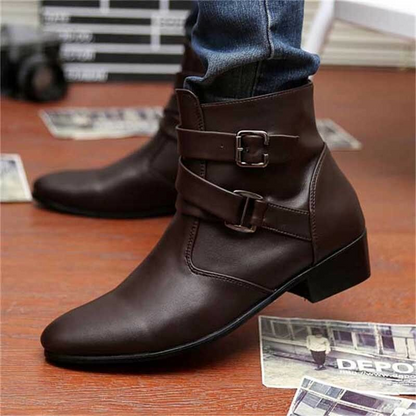 Men's Low Heeled Boots Punk Motorcycle Ankle Shoes Zipper Up Oxfords Classic NEW