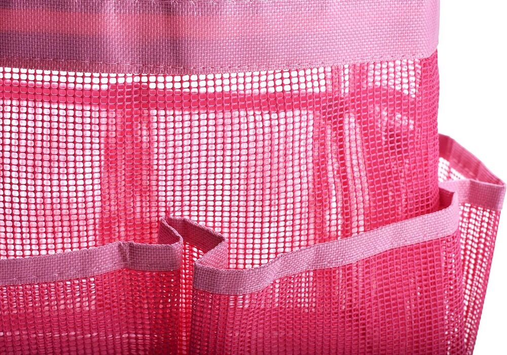 Mesh Shower Bag - Easily Carry, Organize Bathroom Toiletry 9-Pockets, Pink