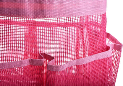 Mesh Shower Bag - Easily Carry, Organize Bathroom Toiletry 9-Pockets, Pink
