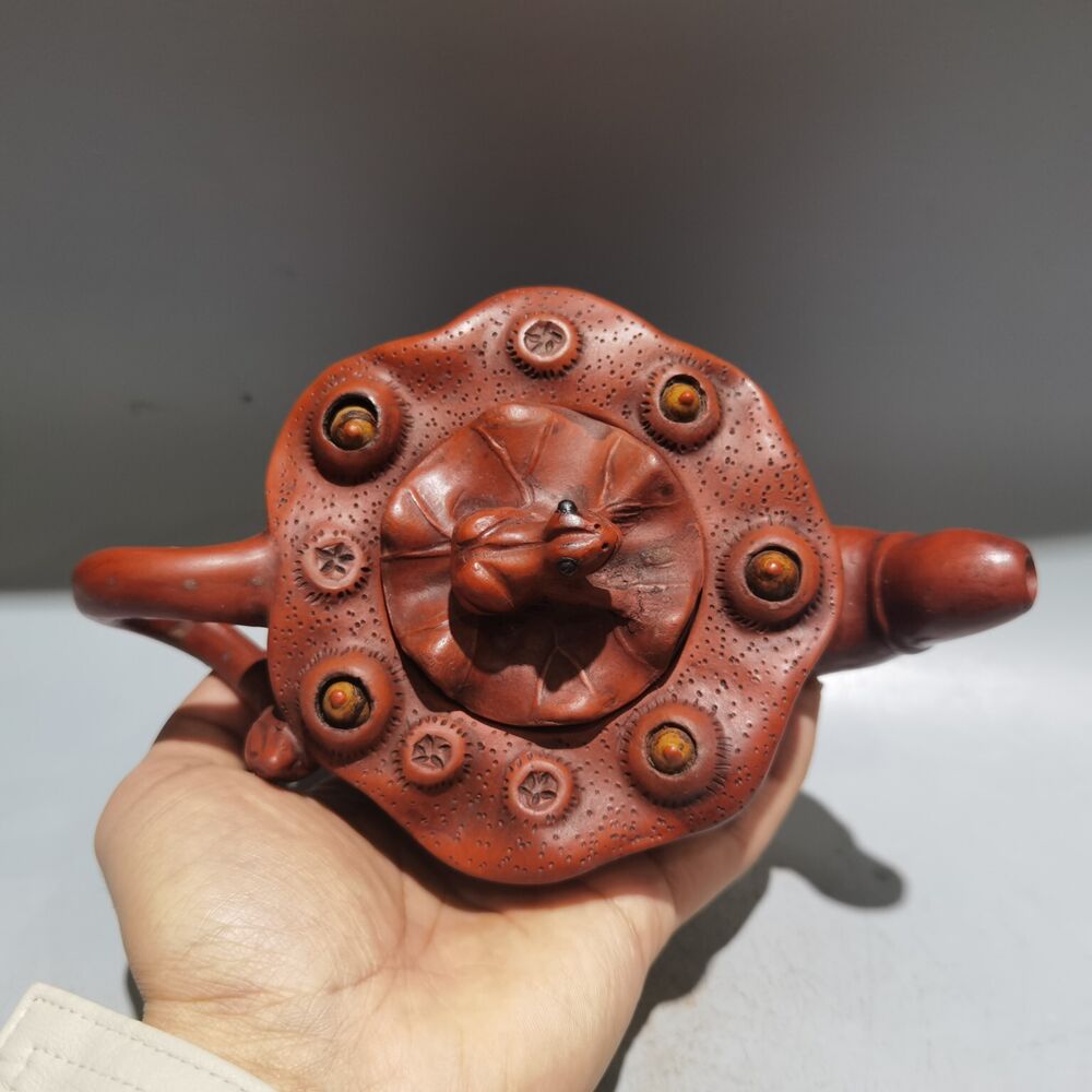 Vintage Chinese Yixing Purple Clay Teapot Zisha Ceramic Nice Frog Lotus Teaware