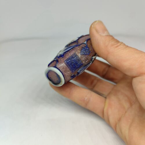 chinese carved collection peking glass snuff bottle cricket statue carving rare