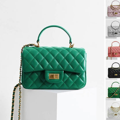 Quilted Lambskin Leather Small Flap Purse Chain Tote Shoulder bag Crossbody