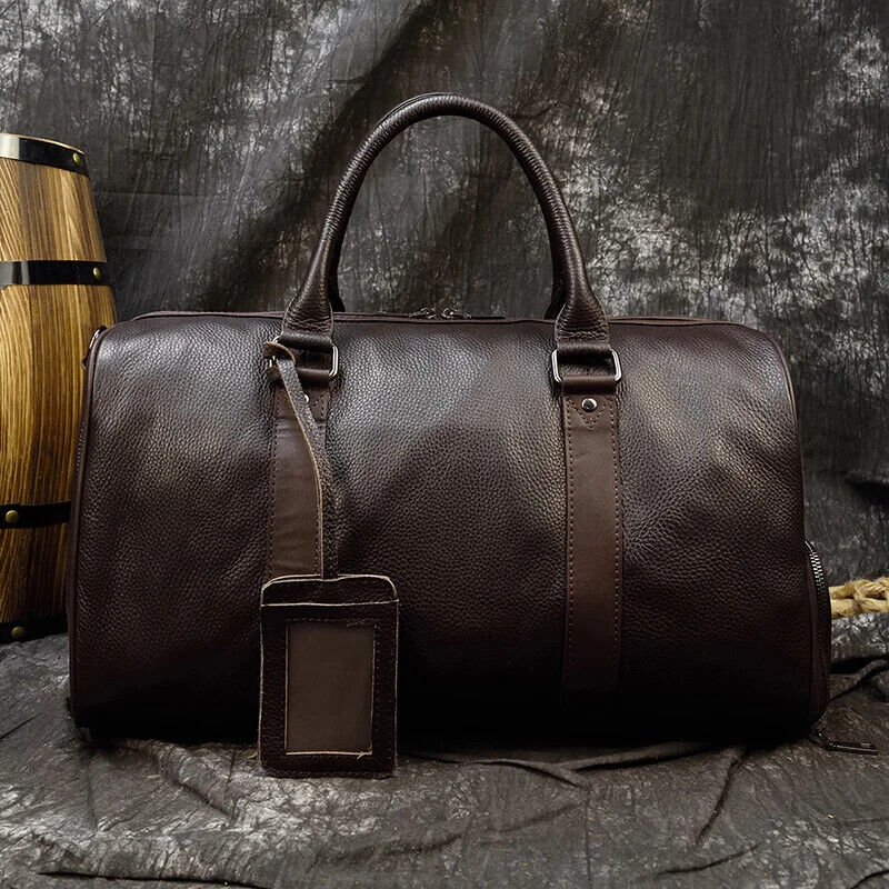 Men Women Travel Bag Cow Leather Carry On Luggage Bag Travel Shoulder Bag