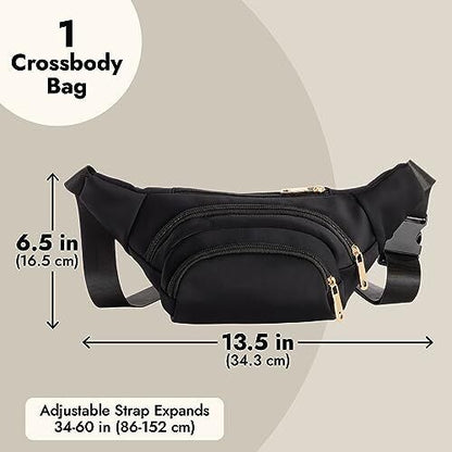 Black Extra Large Fanny Pack, Plus Size Crossbody Bag with Large,