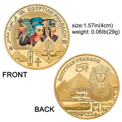 Commemorative Challenge Coins Egyptian Pharaoh Gold Plated Craft Souvenir 1.57in