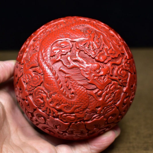 chinese lacquerware box Japan lacquerwork lacquer jewelry carved dragon statue