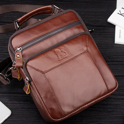 100% Genuine Leather Men's Sling Shoulder Bag Messenger Bag 8" Handbag Crossbody