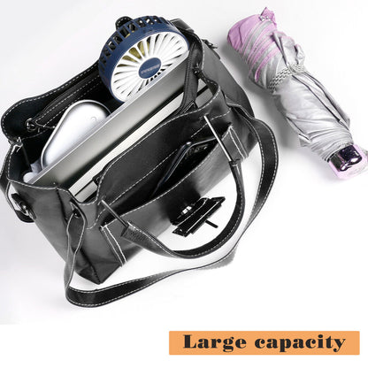 Women's Leather Organizer Purse Shoulder Bag Multiple Pockets Cross Body Handbag