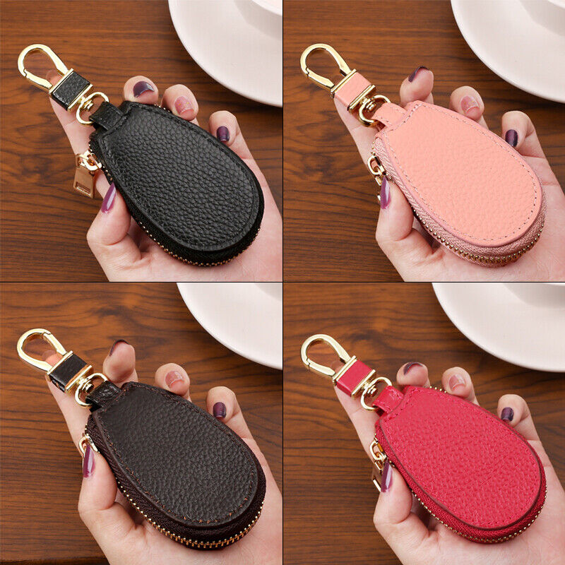 1pcs PU Leather Car Key Chain Protection Bag Zipper Holder Case Cover Universal