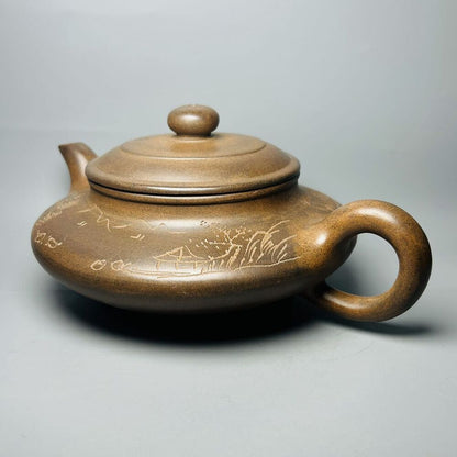 Chinese Yixing Purple Clay Teapot Zisha Ceramic Landscape Teaware Collection Art
