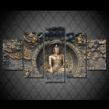 5Pcs Wall Art Canvas Painting Picture Home Decor Modern Abstract Buddha Stone