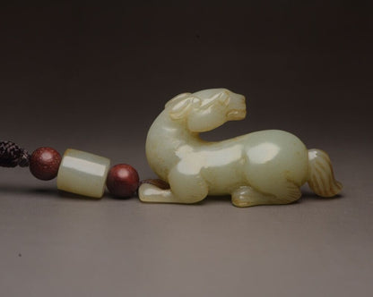 Chinese Vintage Antique Hetian Jade Carved Horse Statue Small Gift Rare Figurine