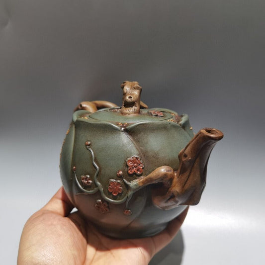 Vintage Chinese Yixing Purple Clay Teapot Zisha Ceramic Plum Blossom Teaware Art