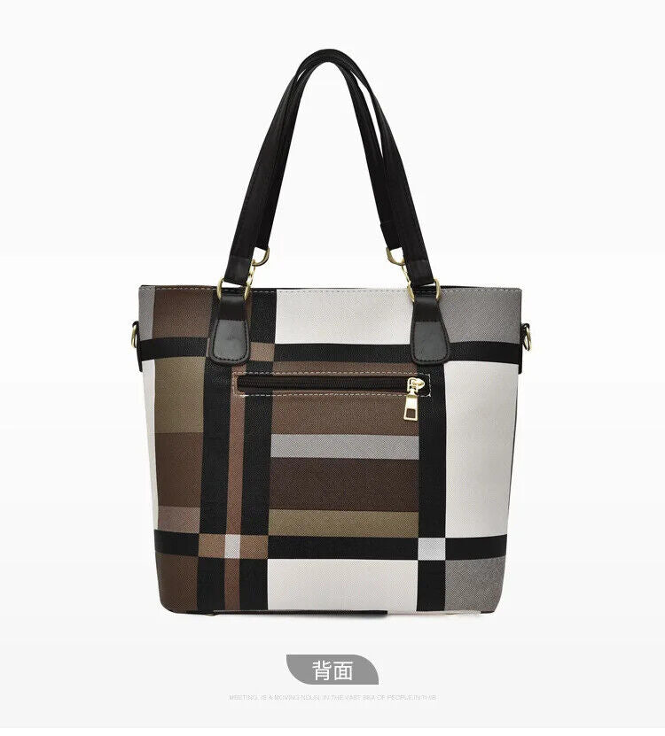 Six Piece Women's Bag Checkered Single Shoulder Crossbody Simple Handbag