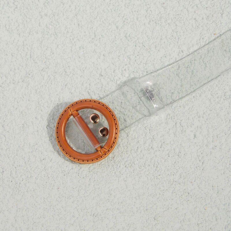 Women Belt Fashion Clear Round Square Pin Buckle Coat Waist Straps 100cm Plastic