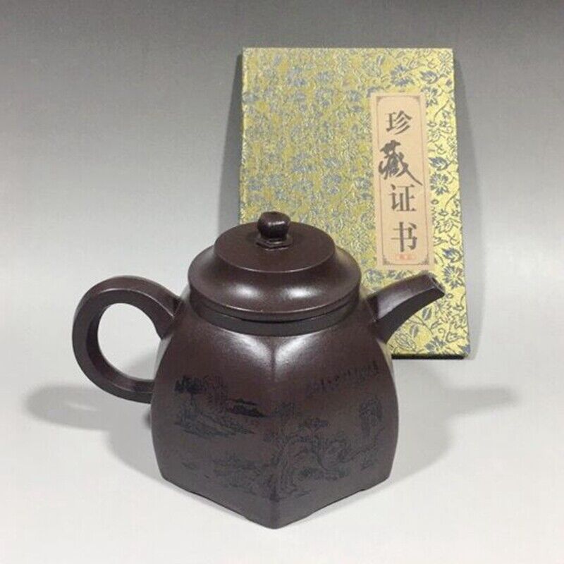 Chinese Yixing Zisha Clay Handmade Exquisite Teapot （六方壶 底款：施小马）