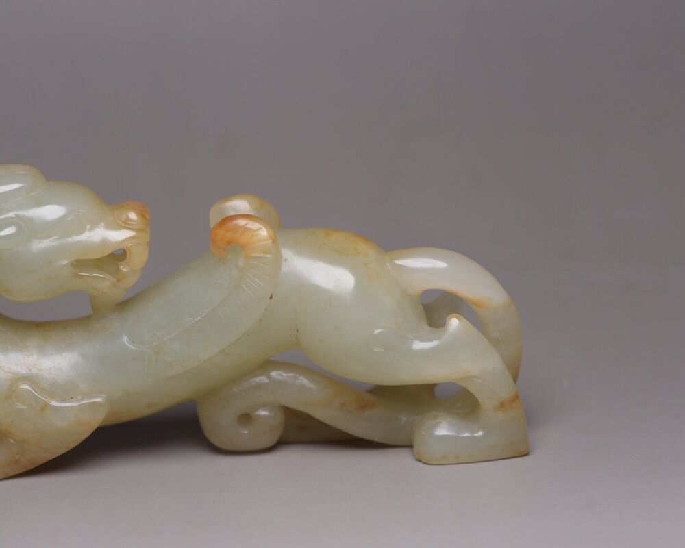 Chinese Antique Hetian Jade Carved Beast Animal Statue Sculpture Nice Art Work
