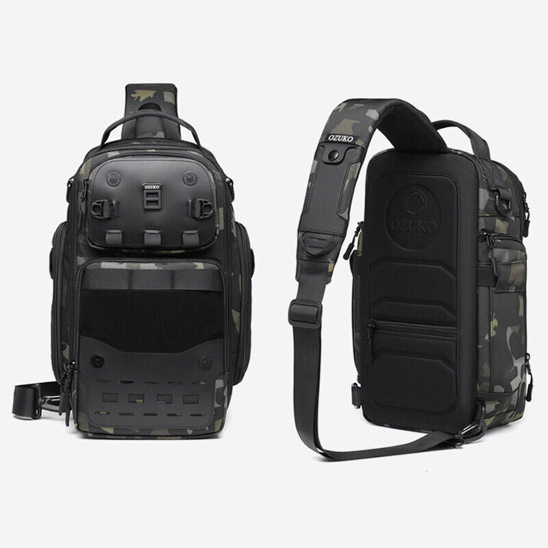 OZUKO Large Capacity Crossbody Bag, Outdoor Tactical Men's Bag Sling Backpack