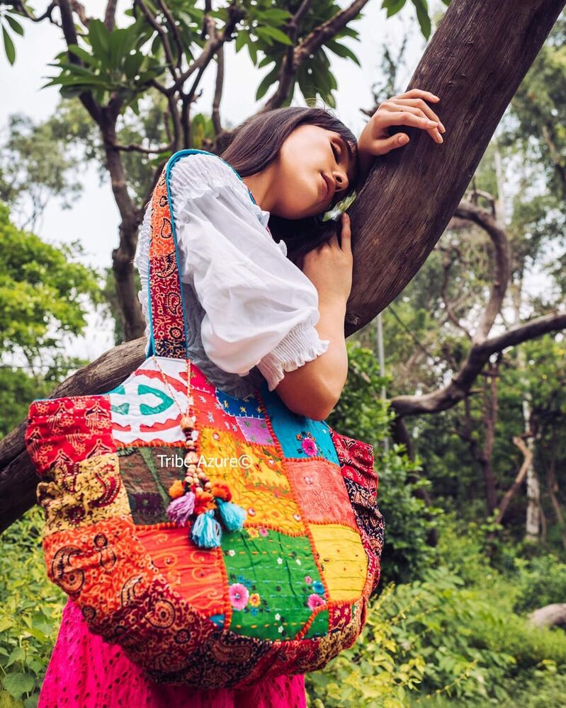 Women Large Floral Colorful Handmade Shoulder Bag Tote Casual Boho Laptop Gift
