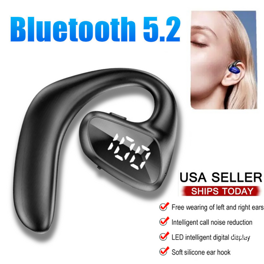 Wireless Bluetooth 5.2 Earpiece Headset Driving Trucker Earbuds Noise Cancelling