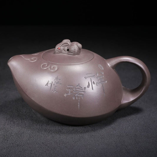 chinese yixing purple clay teapot tea set pot zisha ceramic cute rabbit figurine