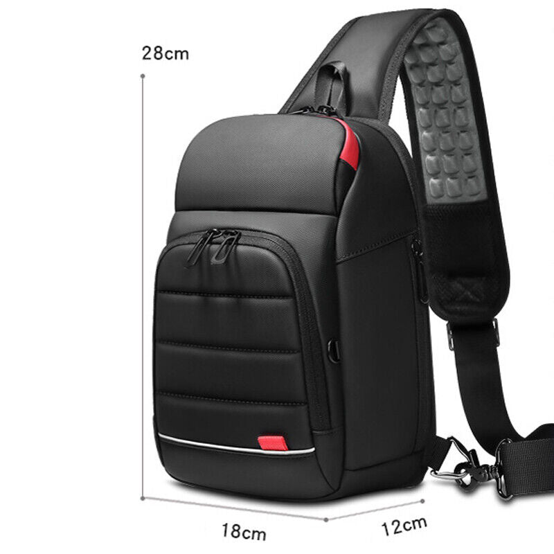 Men's Sling Backpack Oxford cloth Waterproof Crossbody Bag USB Port Sport Bags