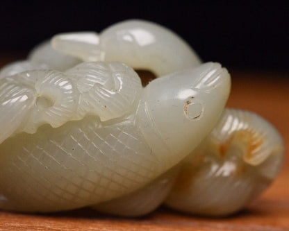 Collection Chinese Antique Natural Hetian Jade Carved Nice Goose Statue Figurine