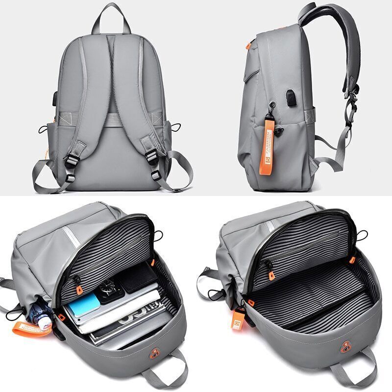 Men's Backpack Charging Bag PU Leather Male Business Travel Bagpack
