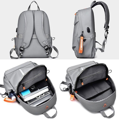 Men's Backpack Charging Bag PU Leather Male Business Travel Bagpack