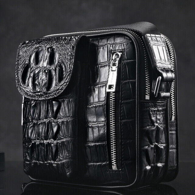 Top Cowhide Crocodile Alligator Embossed Shoulder bag Mens Luxury Multifunct Bag