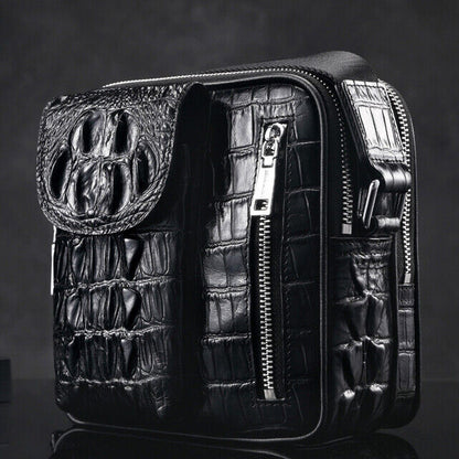 Top Cowhide Crocodile Alligator Embossed Shoulder bag Mens Luxury Multifunct Bag
