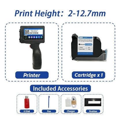 DCODE 1755PLUS 12.7mm Portable Handheld Inkjet Printer Text QR Barcode Machine