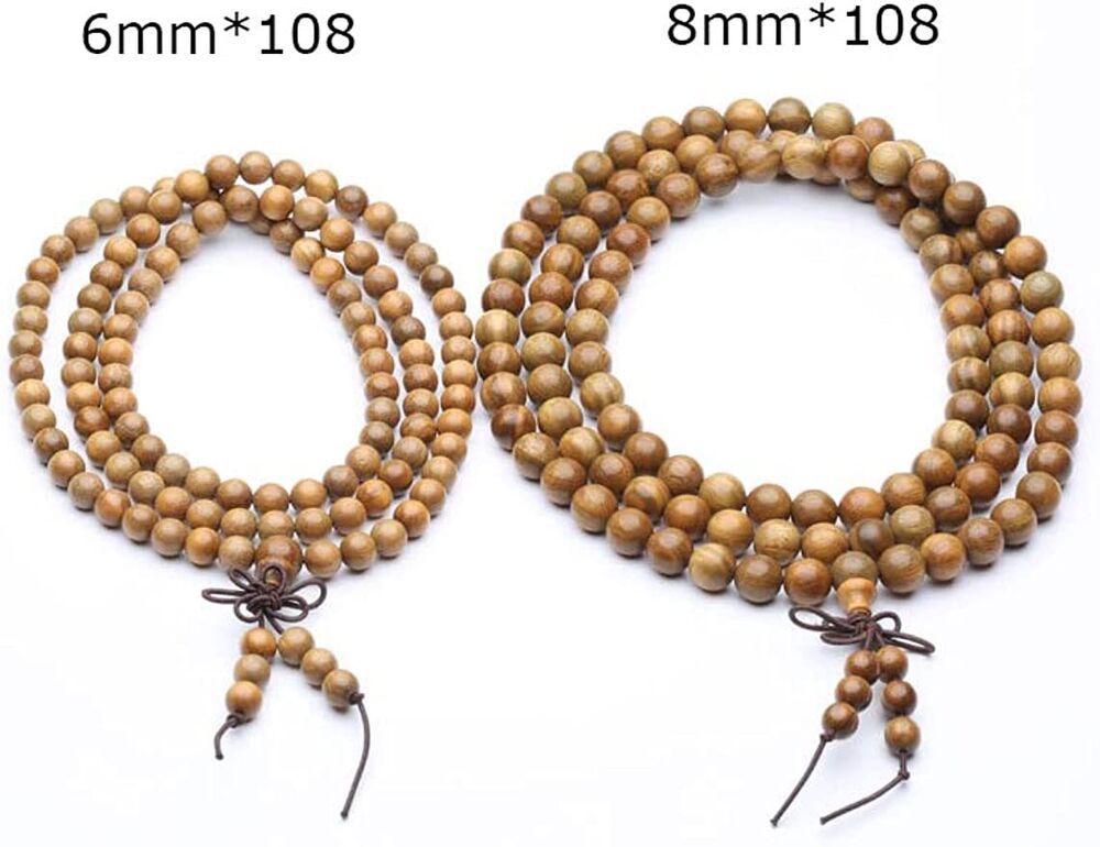 Natural Green Sandalwood 108 Beads 8-12 mm Bracelet Necklace wooden Meditation