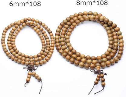 Natural Green Sandalwood 108 Beads 8-12 mm Bracelet Necklace wooden Meditation