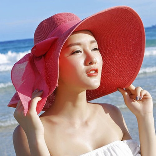 Beach Grass Hat Women Beach Summer Sun Hat Sun Holiday Sun Hat with Wide Brim