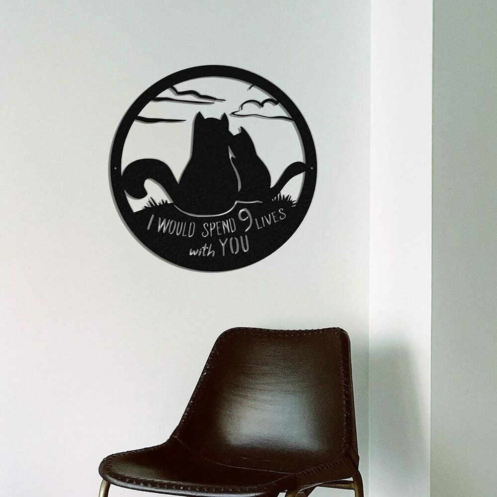 Metal Wall Art - Cat 9 Lives Crafts Metal Artwork Wall Stickers Shape Decoration